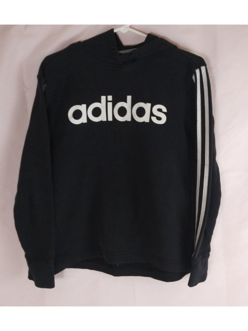 Adidas Hooded Pullover Black Sweatshirt Unisex Size Small